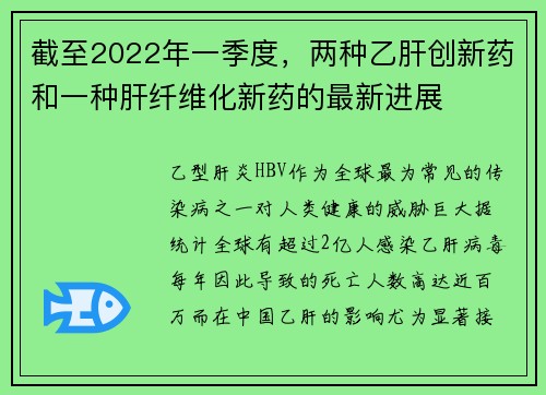 截至2022年一季度，两种乙肝创新药和一种肝纤维化新药的最新进展