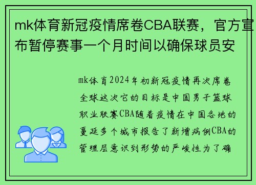 mk体育新冠疫情席卷CBA联赛，官方宣布暂停赛事一个月时间以确保球员安全